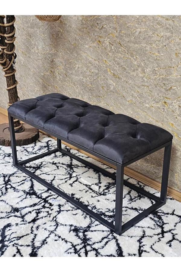 Siyah Boyalı Diktörtgen 100 cm x 40 cm Oturak Puf - Bench - Makyaj Oturağı - Oturak Füme Renk 100 x 40 Boyut/Ebat - Image 1