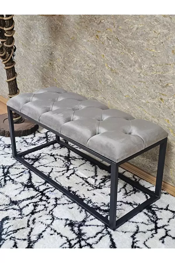 Siyah Boyalı Diktörtgen 100 cm x 40 cm Oturak Puf - Bench - Makyaj Oturağı - Oturak Gri Renk 100 x 40 Boyut/Ebat - Image 1