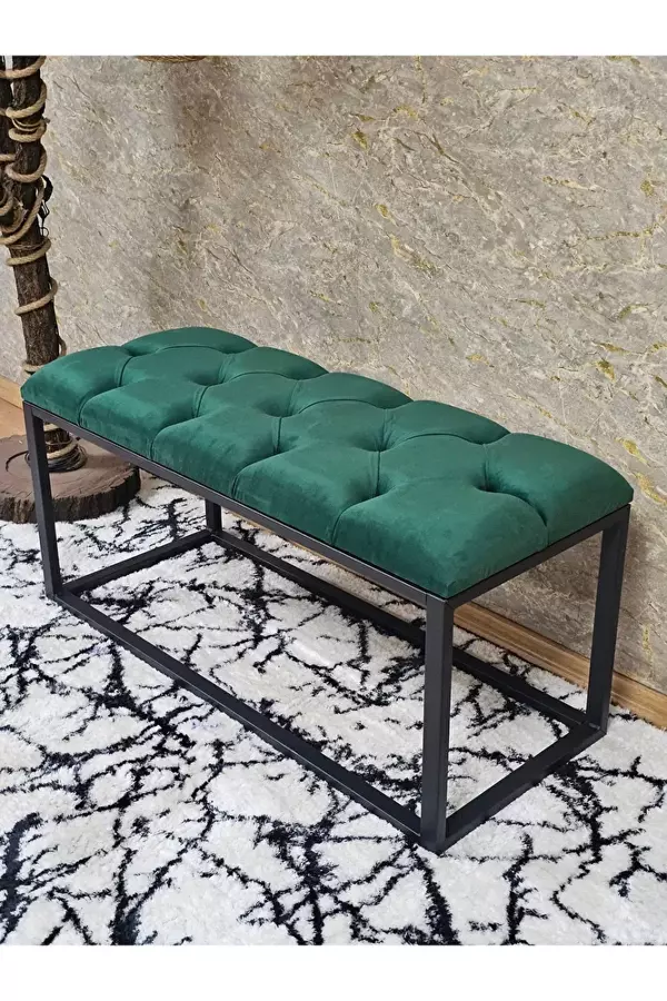 Siyah Boyalı Diktörtgen 100 cm x 40 cm Oturak Puf - Bench - Makyaj Oturağı - Oturak Yeşil Renk 100 x 40 Boyut/Ebat - Image 1