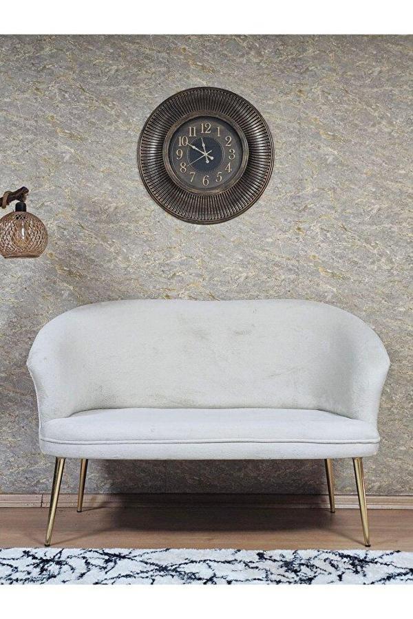 İkili TEDDY Gold Kaplama Sivriltme Ayak Çay Seti Koltuk İkili Berjer , Balkon, Salon, Ofis Krem Renk 40,5 Boyut/Ebat - Image 1