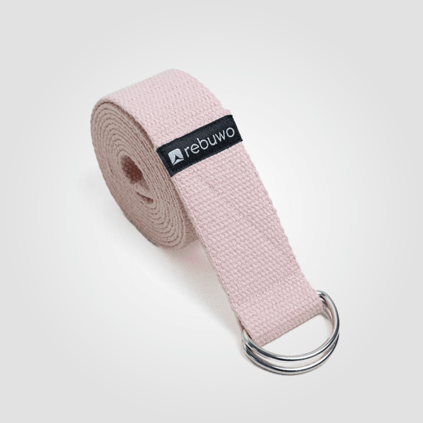 Rebuwo Pastel Pembe Yoga Kemeri, Doğal Pamuk 184 cm,Yoga ve Pilates İçin İdeal, Pastel Pink Cotton Yoga Strap - Image 1