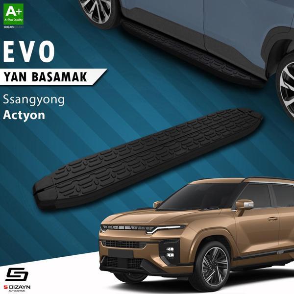 S-Dizayn Ssangyong Actyon Evo Siyah Yan Basamak 183 Cm 2024 Üzeri A+ Kalite - Image 1