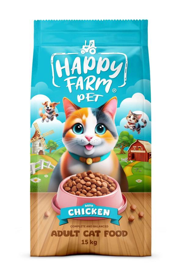 Happy Farm Yetişkin Kedi Maması Tavuk Etli 15 KG - Image 1