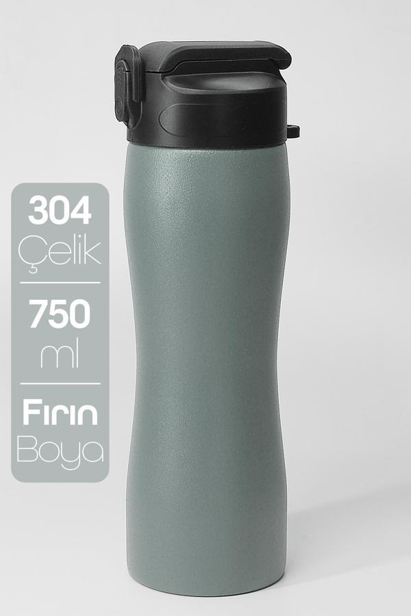 Komple Paslanmaz Çelik Matara Pipetli Mat Renk Spor Matarası Suluğu 304 Çelik Suluk Füme 1158 - Image 1