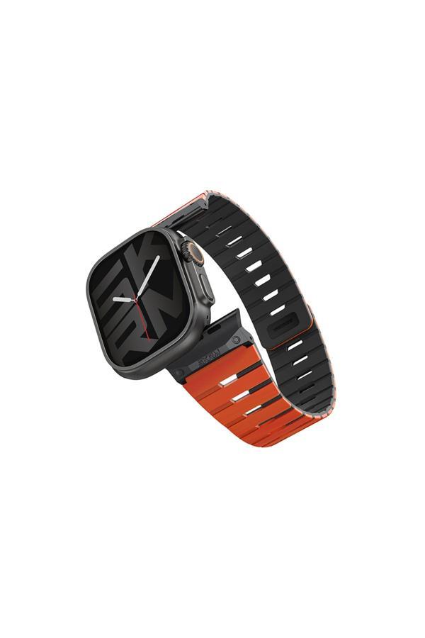 Skinarma Watch 7 45Mm Skinarma Gemini Serisi Tpu Magnetik Silikon Kordon Turuncu-Siyah - Image 1