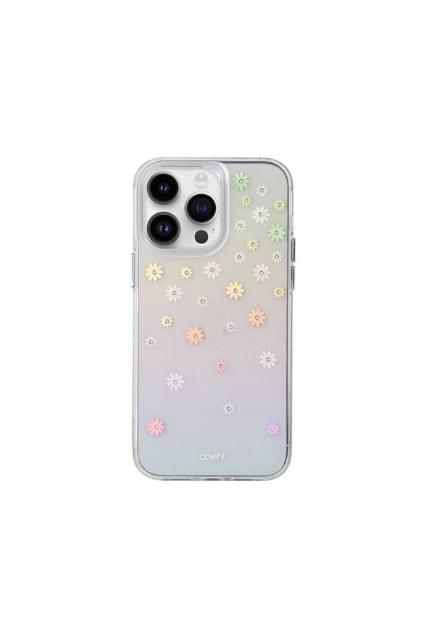 Coehl İphone 14 Pro Max Uyumlu Kılıf Çiçek Desenli Taşlı Aster Kılıf Pembe - Image 1