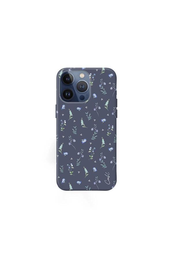 Coehl İphone 15 Pro Uyumlu Kılıf Mini Çayır Çiçekleri Desenli Prairie Kılıf Lacivert - Image 1
