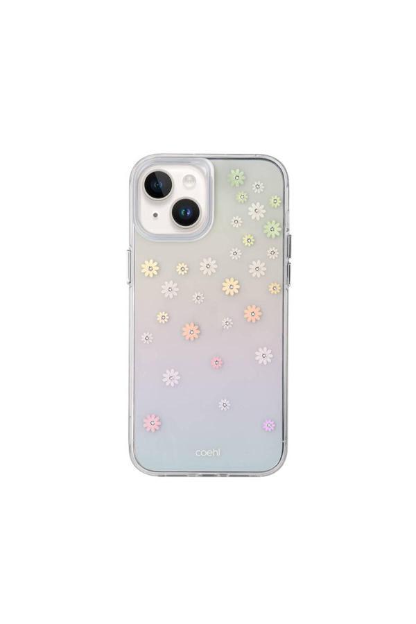 Coehl İphone 14 Uyumlu Kılıf Çiçek Desenli Taşlı Aster Kılıf Pembe - Image 1