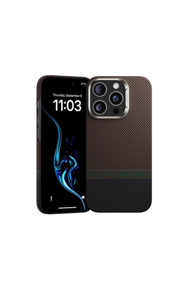 Benks İphone 16 Pro Max Kılıf Magsafe Özellikli Karbon Fiber Prestige Armorair Kevlar Kapak Gold - Image 1