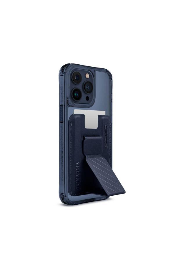 Skinarma İphone 15 Pro Max Uyumlu Kılıf Skinarma Şeffaf Magsafe Şarj Özellik Kado Kartlıklı Saido Kapak Mavi - Image 1
