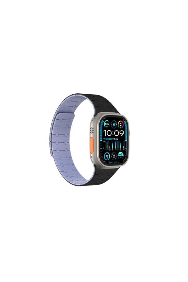 Amazingthing Watch 10 46Mm Smoothie Sport Magnetik Tak Çıkar Silikon Strap Kayış Siyah-Mor - Image 1