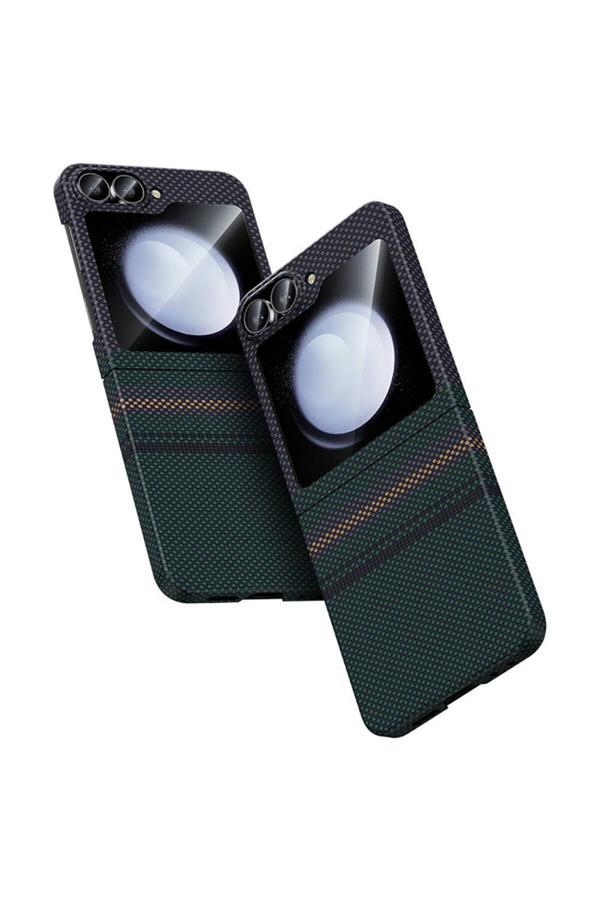 Benks Galaxy Z Flip 6 Uyumlu Kılıf Karbon Fiber Aurora Armorair Kevlar Kapak Siyah - Image 1