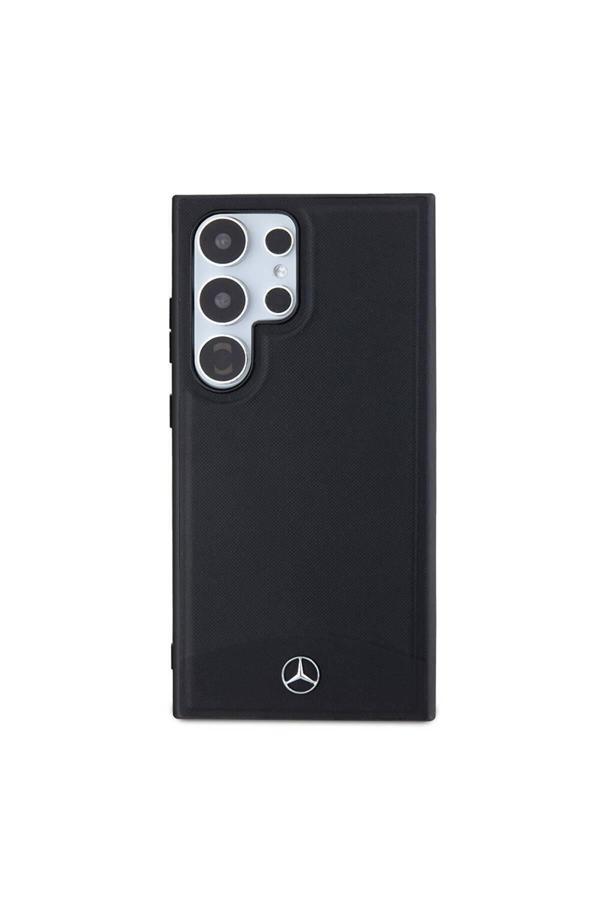 Mercedes Benz Galaxy S24 Ultra  Uyumlu Kılıf Mercedes Benz Lisanslı Magsafe Özellikli Deri Dokumalı Kapak Siyah - Image 1