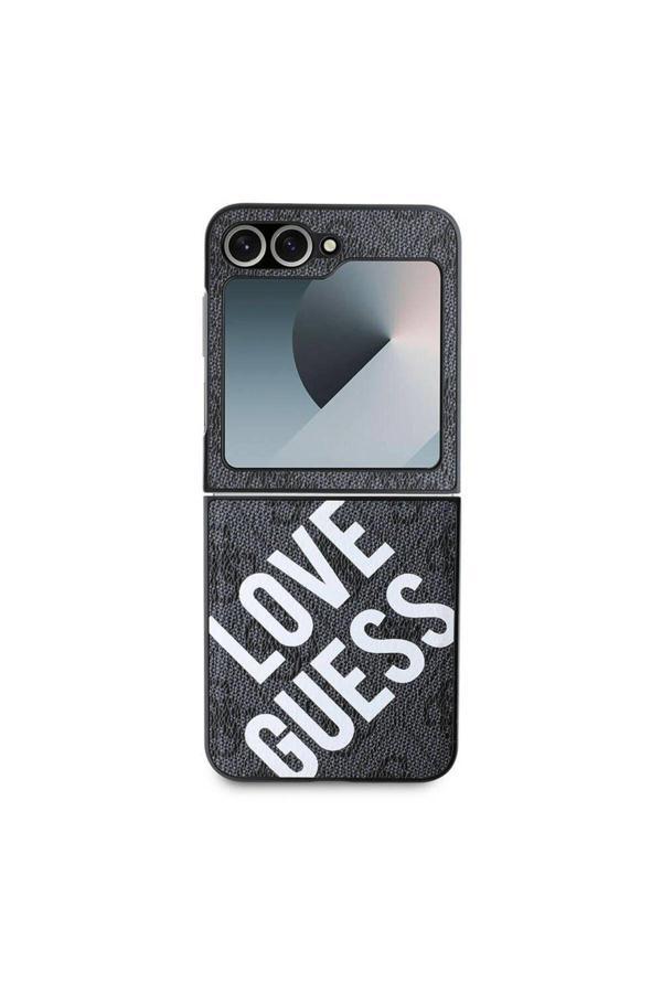 Guess Galaxy Z Flip 6 Uyumlu Kılıf Lisanslı Love Printing Kapak Siyah - Image 1