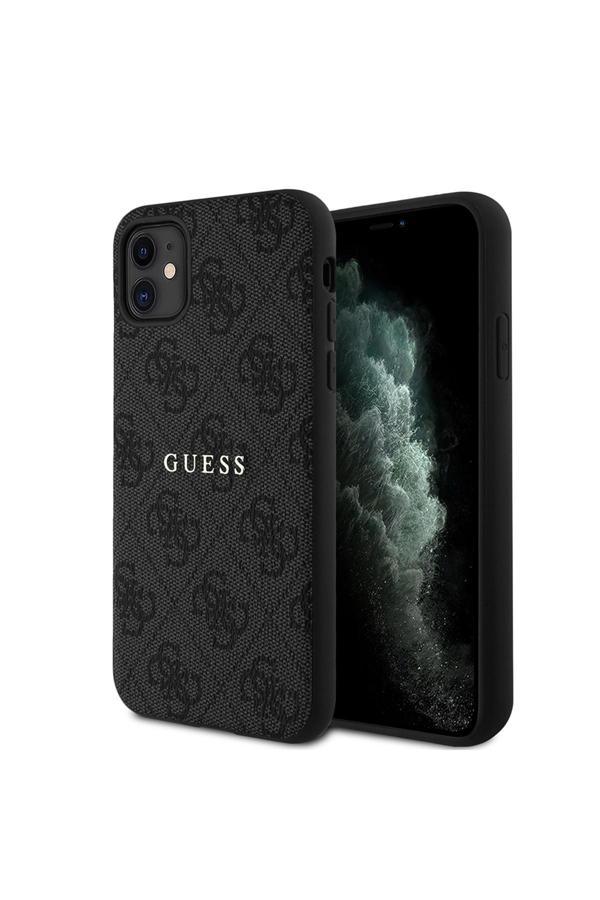 Guess İphone 11 Kılıf Guess Lisanslı 4G Magsafe Uyumlu Desen Yazı Logolu Kapak Siyah - Image 1