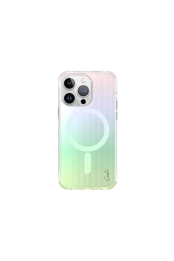 Coehl İphone 15 Pro Uyumlu Kılıf Magsafe Şarj Özellikli Parlayan Arka Yüzey Linear Kılıf Yeşil - Image 1