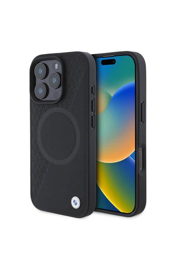 Bmw İphone 16 Pro Max Uyumlu Kılıf Lisanslı Magsafe Özellikli Metal Logolu Yarım Dokulu Circle - Image 1