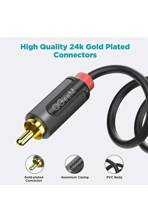 Qgeem Rca Erkek Jack To Rca Erkek Jack Hi-Fi Stereo Ses Kablosu (183 Cm) - Image 1