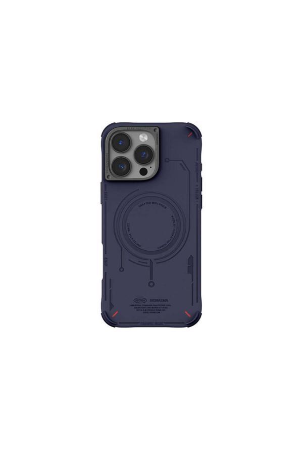 Skinarma İphone 16 Pro Uyumlu Kılıf Magsafe Şarj Özellikli Metal Kamera Çerçeveli Mecha Serisi Mavi - Image 1