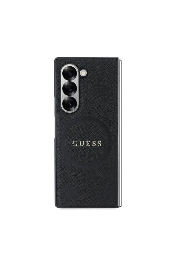 Guess Galaxy Z Fold 6 Uyumlu Kılıf Lisanslı Saffiano Metal Logo Kapak Siyah - Image 1