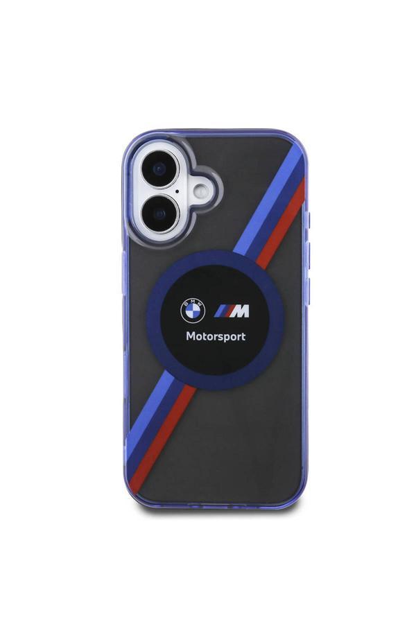 Bmw İphone 16 Uyumlu Kılıf Lisanslı M Logolu Üç Renk Çizgili Motorsport Circle Kapak Siyah - Image 1