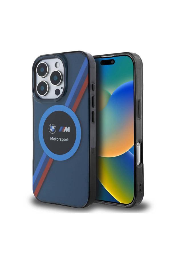 Bmw İphone 16 Pro Max Uyumlu Kılıf Lisanslı Magsafe Özellik M Logo Üç Renk Çizgi Motorsport - Image 1