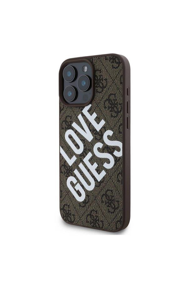 Guess İphone 16 Pro Max Uyumlu Kılıf Lisanslı Bi Love Kapak Kahverengi - Image 1