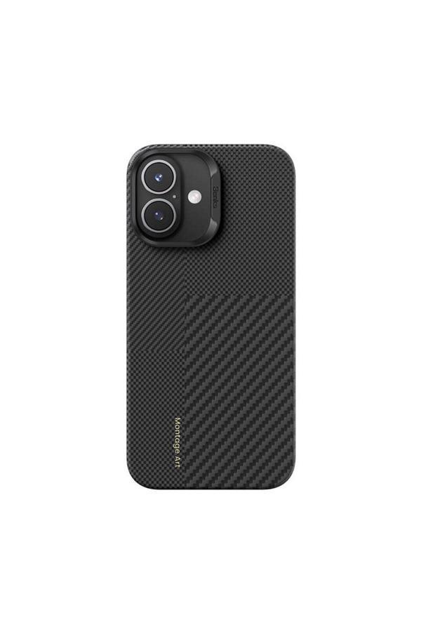 Benks İphone 16 Plus Uyumlu Kılıf Magsafe Şarj Özellikli Karbon Fiber Montage Armorair Kevlar Siyah - Image 1