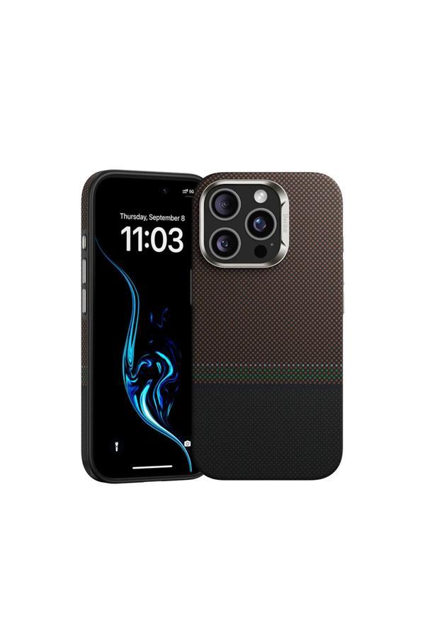 Benks İphone 16 Pro Max Kılıf Magsafe Özellikli Karbon Fiber Prestige Armorpro Kevlar Kapak Gold - Image 1