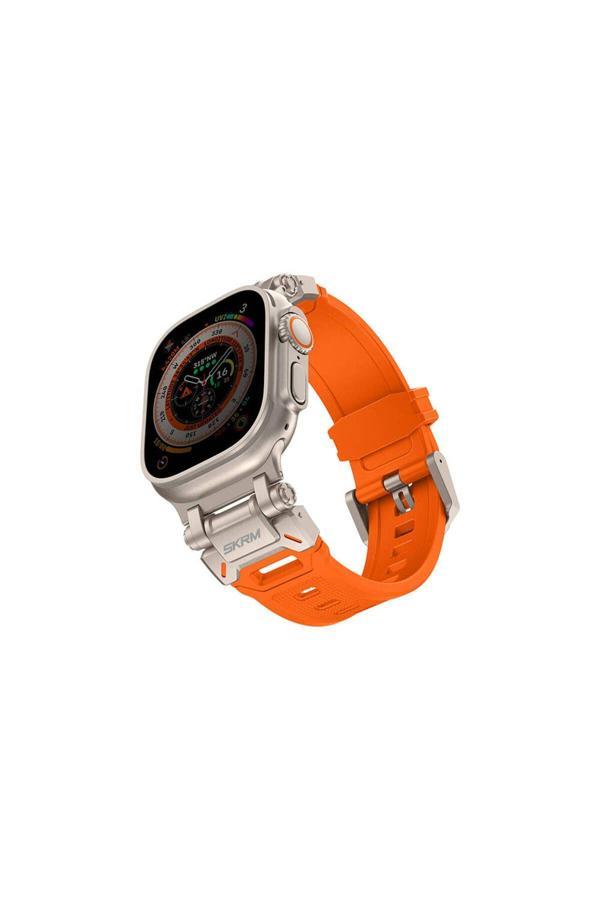 Skinarma Watch 42Mm Uyumlu Kordon Titon Serisi Hava Alabilen Delikli Strap Kayış Turuncu - Image 1