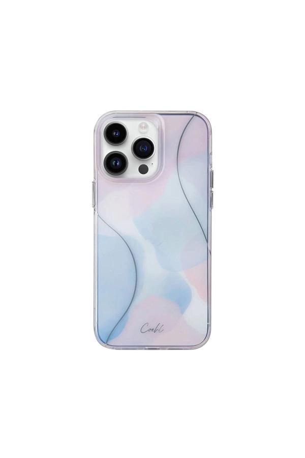 Coehl İphone 14 Pro Uyumlu Kılıf Dalgalı Çizgi Desenli Palette Kılıf Mavi - Image 1