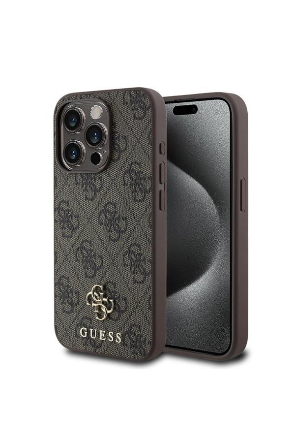 Guess İphone 13 Pro Max Uyumlu Lisanslı Magsafe Şarj Özellikli Small 4G Classic Kahverengi - Image 1