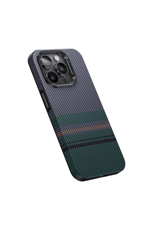 Benks İphone 15 Pro Kılıf Magsafe Şarj Özellikli Karbon Fiber Tasarım Aurora Armorpro Kevlar Siyah - Image 1