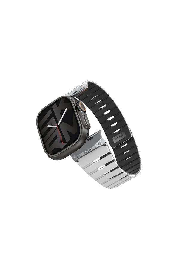 Skinarma Watch 44Mm Skinarma Gemini Serisi Tpu Magnetik Silikon Kordon Beyaz-Siyah - Image 1