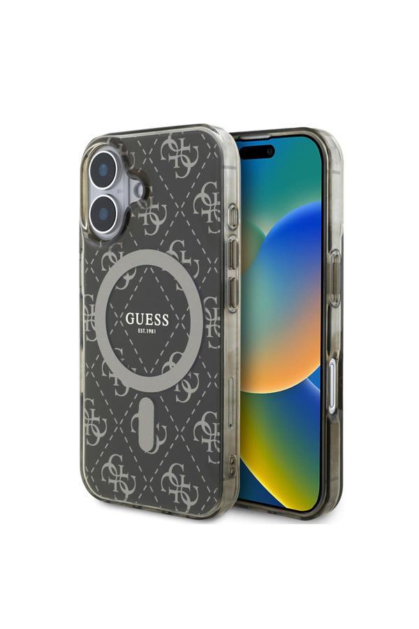 Guess İphone 16 Plus Kılıf Lisanslı Magsafe Özellikli Iml Baskı Klasik Logolu 4G Desenli Kahverengi - Image 1