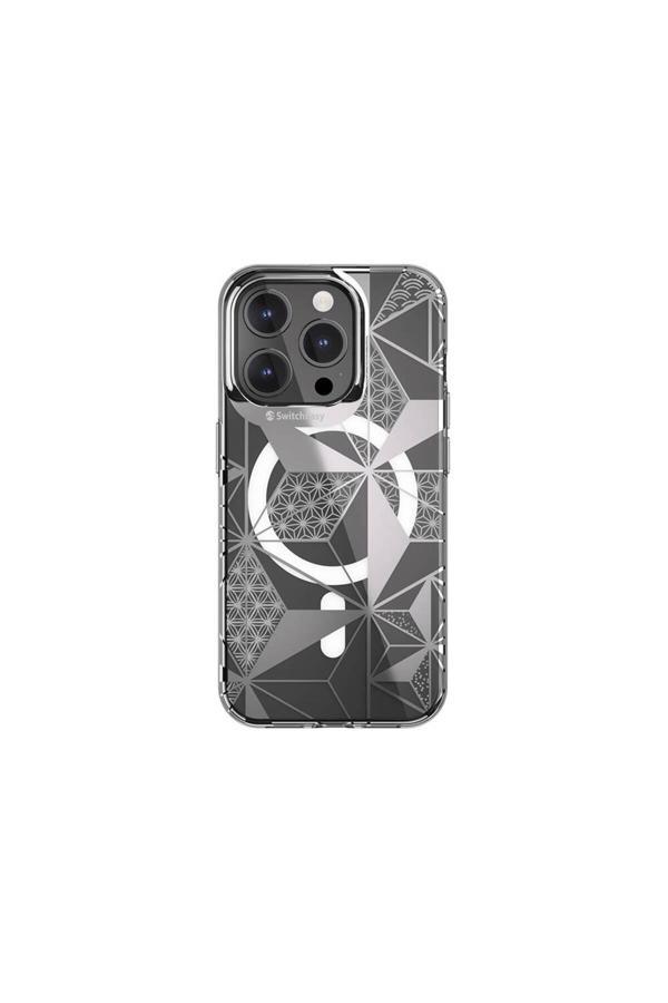 Switcheasy İphone 15 Pro Uyumlu Kılıf Magsafe Çift Imd Baskılı Lisanslı Artist-M Asanoha Gri - Image 1