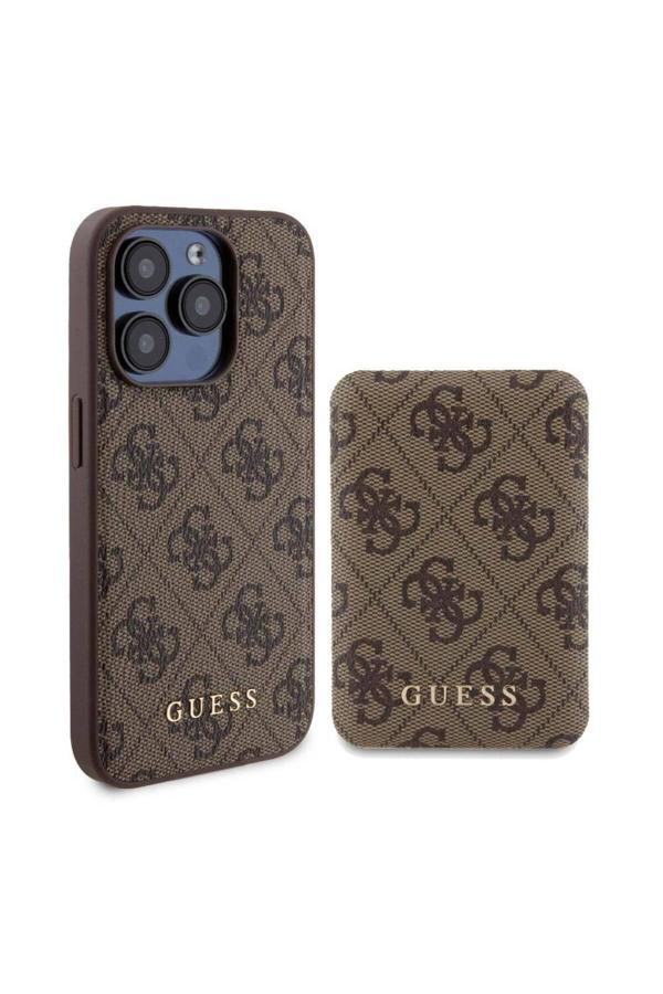 Guess İphone 15 Pro Max Uyumlu Kılıf Guess Lisanslı Magsafe Özellik Kapak + Powerbank 5000Mah Kahverengi - Image 1