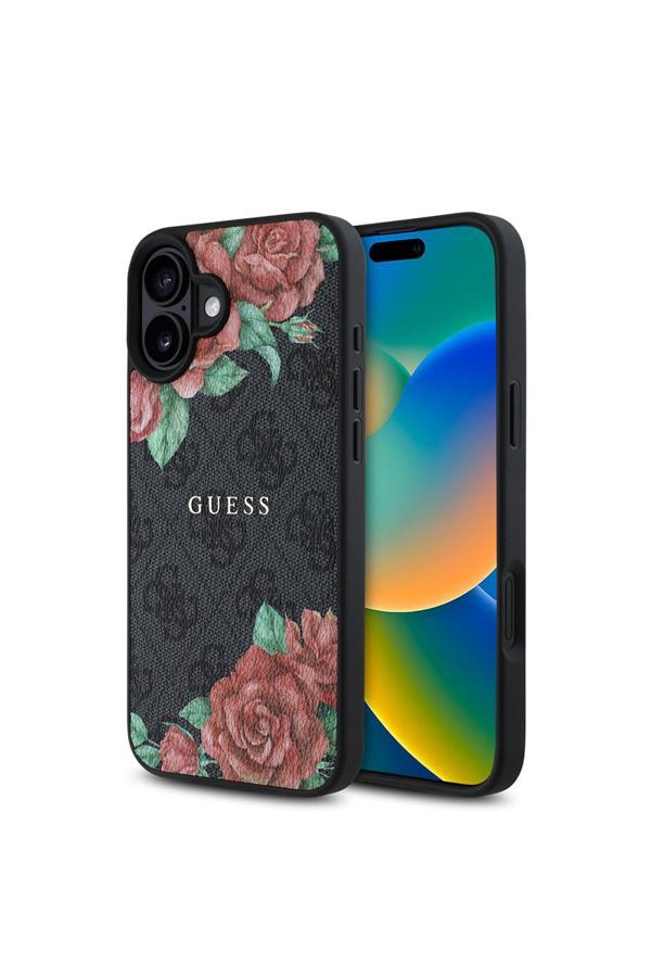 Guess İphone 16 Plus Uyumlu Kılıf Lisanslı Magsafe Şarj Özellikli Gül Baskılı 4G - Image 1