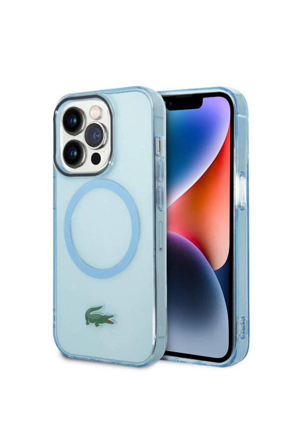 Lacoste İphone 15 Pro Max Kılıf Orj Lisanslı Magsafe Özellikli Transparan Timsah Logo Mavi Açık - Image 1