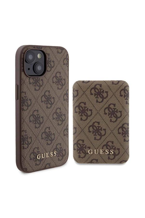 Guess İphone 14 Uyumlu Kılıf Guess Lisanslı Magsafe Özellikli Kapak + Powerbank 5000Mah Kahverengi - Image 1