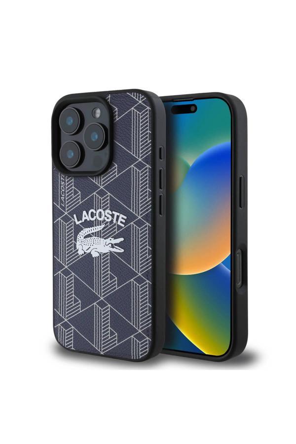 Lacoste İphone 16 Pro Max Uyumlu Kılıf Lisanslı Magsafe Özellikli Mono Vintage Logo Lacivert - Image 1