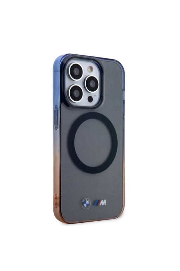 Bmw İphone 15 Pro Uyumlu Kılıf Magsafe Şarjlı Transparan Renkli Çerçeveli Lisanslı Kapak Gri - Image 1