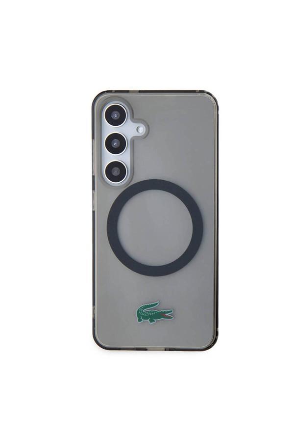 Lacoste Galaxy S24 Kılıf Lisanslı Magsafe Özellikli Transparan Timsah Logo Baskılı Kapak Siyah - Image 1