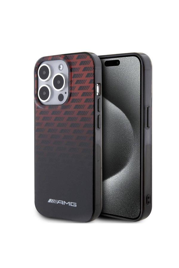 Amg İphone 15 Pro Uyumlu Kılıf Lisanslı Çift Katmanlı Küçük Logolu Dörtgen Şerit Desenli Siyah - Image 1