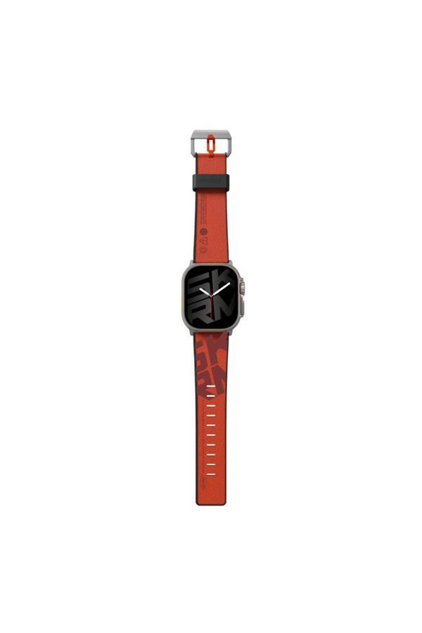 Skinarma Watch Ultra Uyumlu Deri Kordon 49Mm Skinarma Spunk Serisi Pu Deri Strap Kayış Turuncu - Image 1