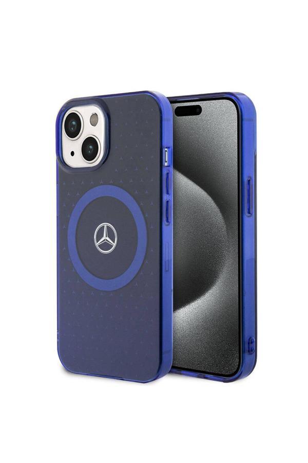 Mercedes Benz İphone 15 Uyumlu Kılıf Lisanslı Magsafe Şarjlı Çift Katmanlı Mavi Yıldız Desenli Mavi - Image 1