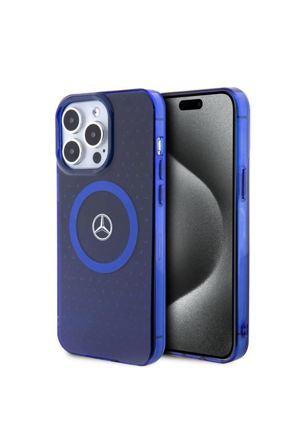 Mercedes Benz İphone 15 Pro Max Uyumlu Kılıf Lisanslı Magsafe Şarjlı Mavi Yıldız Desenli Mavi - Image 1