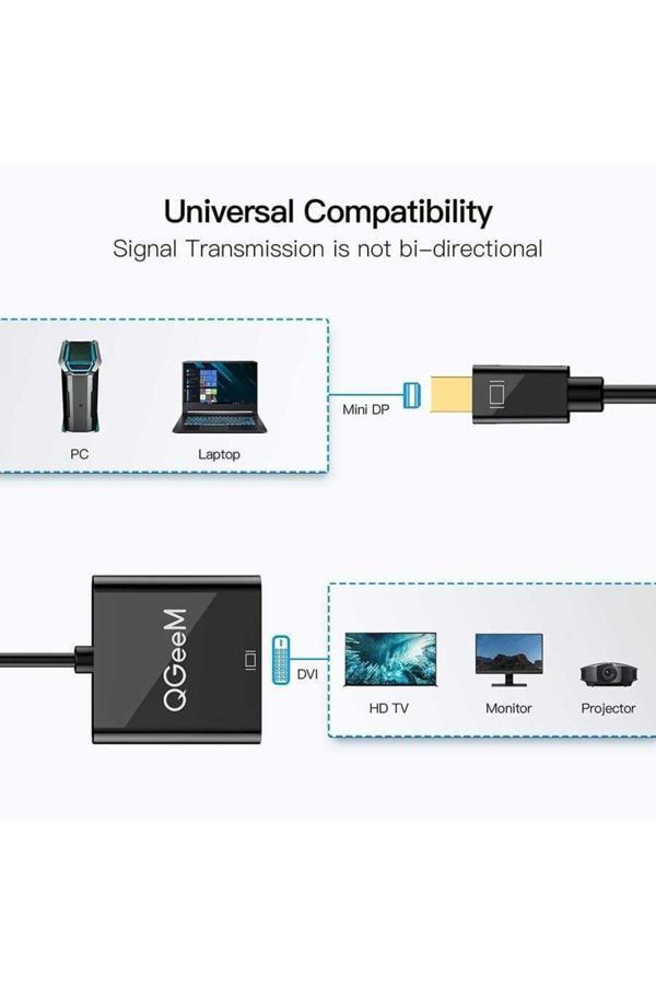 Qgeem Qg-Hd27 Dvı To Mini Display Port Dönüştürücü Adaptör 4K 30Hz Görüntü Aktarım - Image 1