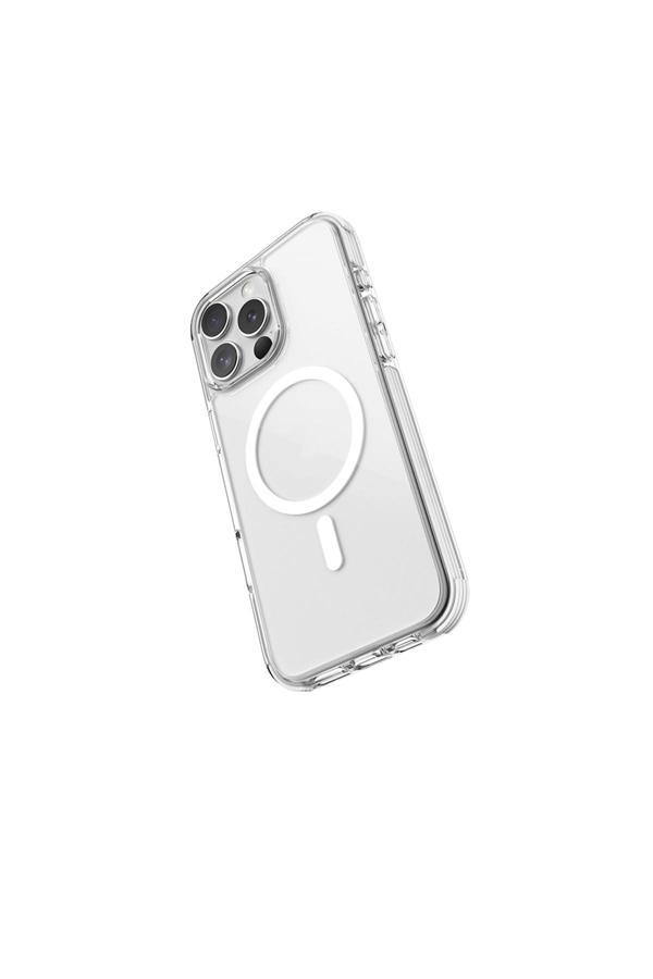 Raptic İphone 16 Pro Max Uyumlu Kılıf Magsafe Tasarımlı Clear Serisi Şeffaf Kapak Beyaz - Image 1