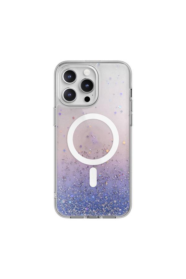 Switcheasy İphone 15 Pro Max Uyumlu Kılıf Magsafe Özellikli Simli Şeffaf Lisanslı Starfield-M Mor - Image 1